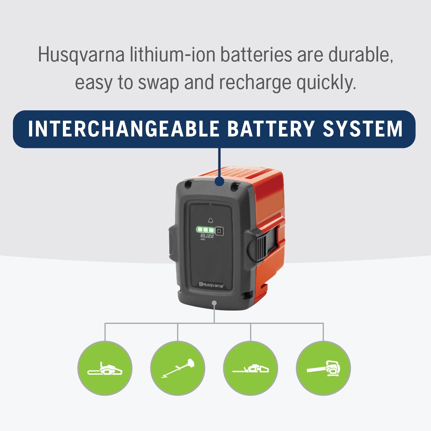 Husqvarna BLi22 40V Battery, 144Wh Lithium Ion Battery 100-Series Power Tools Including Battery Chainsaws, Leaf Blowers and Trimmers, Orange - Image 3